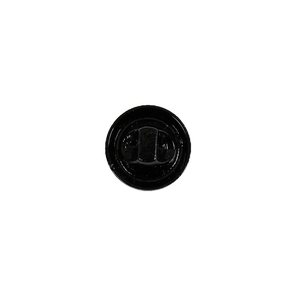 Vintage Antique Gold and Black Classical Shank Back Glass Button with Rhinestone Core - 17L/10.5mm