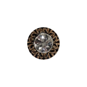 Vintage Antique Gold and Black Classical Shank Back Glass Button with Rhinestone Core – 22L/14mm Vintage Antique Gold and Black Classical Shank Back Glass Button with Rhinestone Core – 22L/14mm