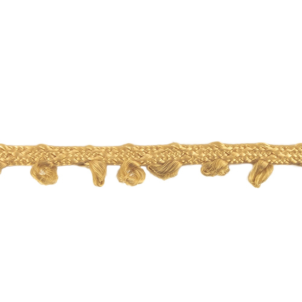 Tan Picot Edged Cotton Blend Braided Trim - 0.1875"