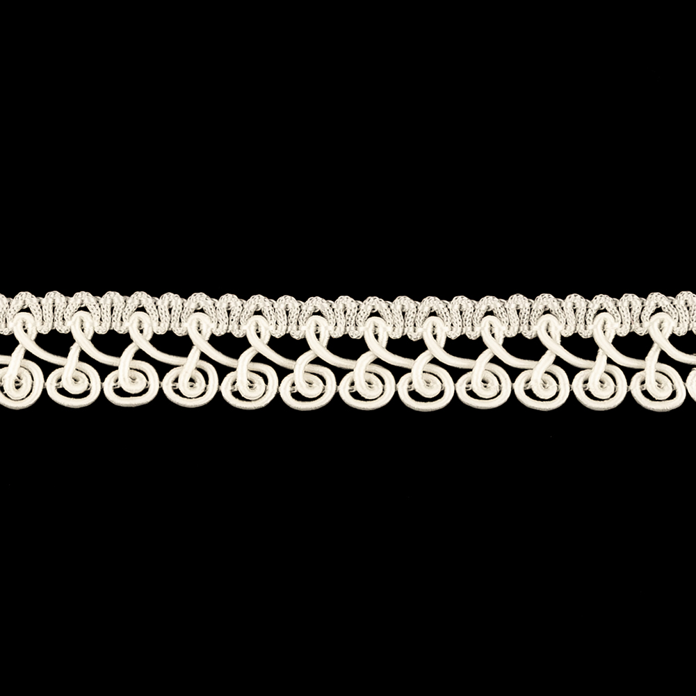 White Spirals Braided Trim - 0.5"