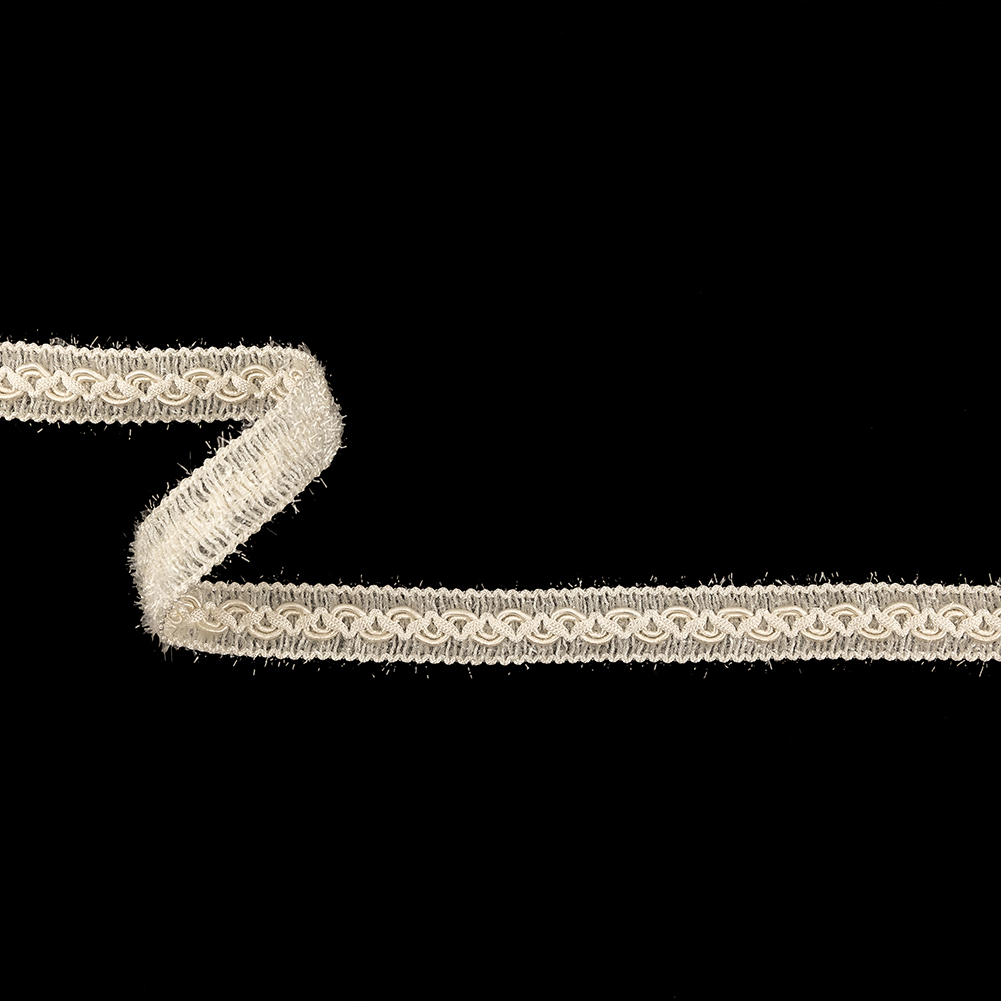 Papyrus and Clear Eyelash Fringe Braided Trim – 0.625″ Papyrus and Clear Eyelash Fringe Braided Trim – 0.625″