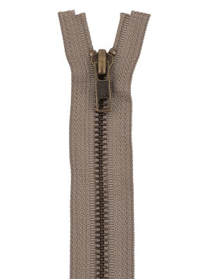 YKK Warm Gray Metal Separating Zipper with Bronze Teeth – 30″ YKK Warm Gray Metal Separating Zipper with Bronze Teeth – 30″
