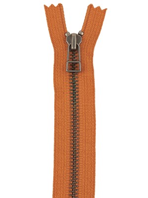 YKK Pumpkin Metal Closed Bottom Zipper with Gunmetal Teeth – 7″ YKK Pumpkin Metal Closed Bottom Zipper with Gunmetal Teeth – 7″
