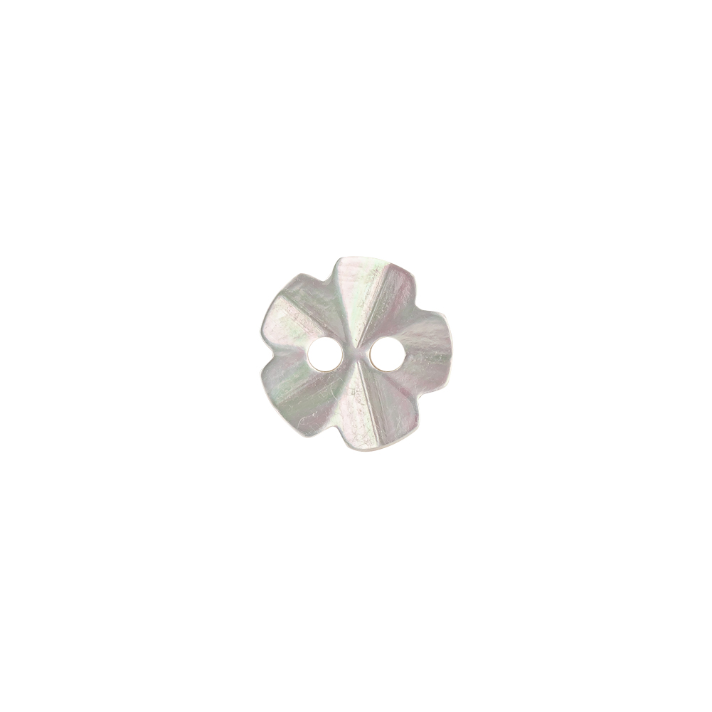 White Iridescent 2-Hole Flower Shaped Blouse Button – 18L/11.5mm White Iridescent 2-Hole Flower Shaped Blouse Button – 18L/11.5mm