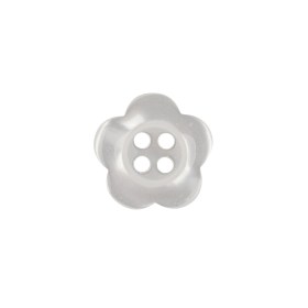 Shiny Lucent White Tinted 4-Hole Flower Shaped Button – 25L/16mm Shiny Lucent White Tinted 4-Hole Flower Shaped Button – 25L/16mm