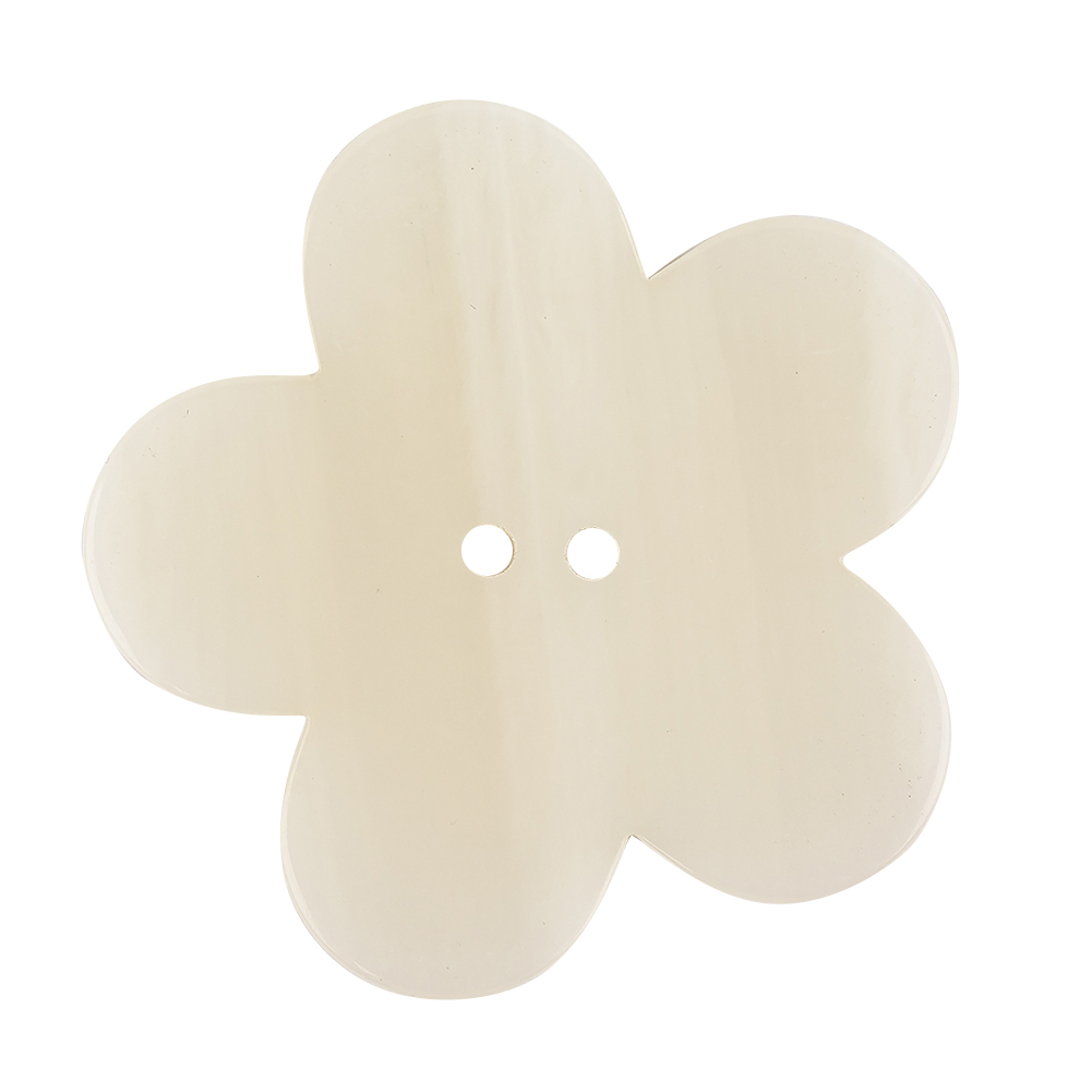 Cannoli Cream and Translucent Beige 2-Hole Flower Shaped Button – 58L/37mm Cannoli Cream and Translucent Beige 2-Hole Flower Shaped Button – 58L/37mm