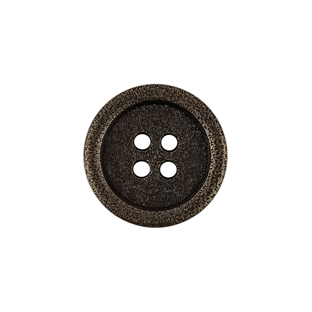 Italian Bronze Shallow Plate 4-Hole Metal Look Coat Button – 32L/20mm Italian Bronze Shallow Plate 4-Hole Metal Look Coat Button – 32L/20mm