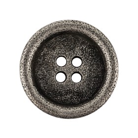 Italian Carbon Silver Shallow Plate 4-Hole Metal Look Coat Button – 44L/28mm Italian Carbon Silver Shallow Plate 4-Hole Metal Look Coat Button – 44L/28mm