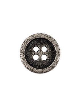 Italian Carbon Silver Shallow Plate 4-Hole Metal Look Coat Button – 24L/15mm Italian Carbon Silver Shallow Plate 4-Hole Metal Look Coat Button – 24L/15mm