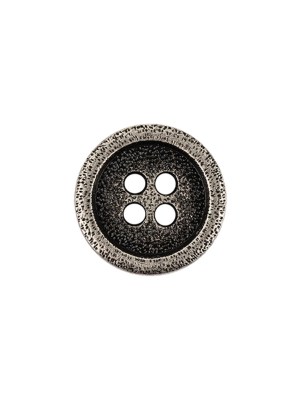 Italian Carbon Silver Shallow Plate 4-Hole Metal Look Coat Button – 24L/15mm Italian Carbon Silver Shallow Plate 4-Hole Metal Look Coat Button – 24L/15mm
