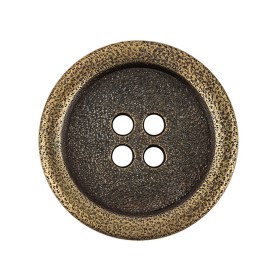 Italian Golden Bronze Shallow Plate 4-Hole Metal Look Coat Button – 44L/28mm Italian Golden Bronze Shallow Plate 4-Hole Metal Look Coat Button – 44L/28mm