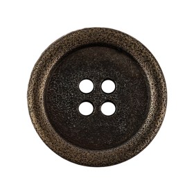 Italian Bronze Shallow Plate 4-Hole Metal Look Coat Button – 44L/28mm Italian Bronze Shallow Plate 4-Hole Metal Look Coat Button – 44L/28mm