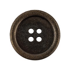 Italian Bronze Shallow Plate 4-Hole Metal Look Coat Button – 44L/28mm Italian Bronze Shallow Plate 4-Hole Metal Look Coat Button – 44L/28mm