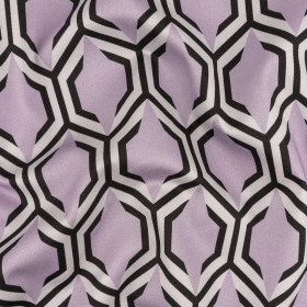 Stretch Cotton Sateen – Pale Lavender Honeycomb Geometric – Sweet as Honey Print – Mood Exclusive Wisteria Collection Stretch Cotton Sateen – Pale Lavender Honeycomb Geometric – Sweet as Honey Print – Mood Exclusive Wisteria Collection