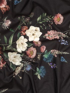 Cotton Voile Print – Black Bean Floral – Mood Exclusive Baroque Bouquet Cotton Voile Print – Black Bean Floral – Mood Exclusive Baroque Bouquet