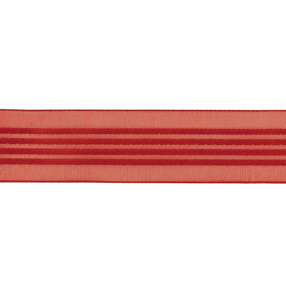 Aura Orange Sheer Ribbon with Satin Stripes - 0.875"