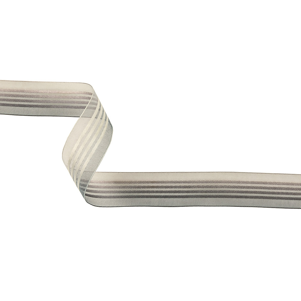 Gray Ombre Sheer Ribbon with Satin Stripes – 0.875″ Gray Ombre Sheer Ribbon with Satin Stripes – 0.875″