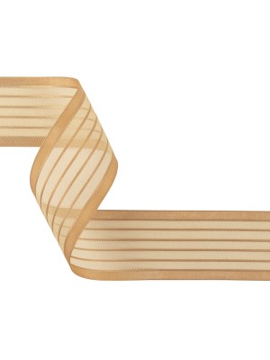 Tan Striped Sheer Ribbon with Opaque Borders – 1.5″ Tan Striped Sheer Ribbon with Opaque Borders – 1.5″
