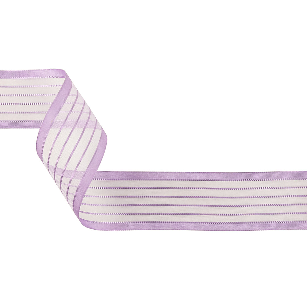 Lavendula Striped Sheer Ribbon with Opaque Borders – 1.5″ Lavendula Striped Sheer Ribbon with Opaque Borders – 1.5″