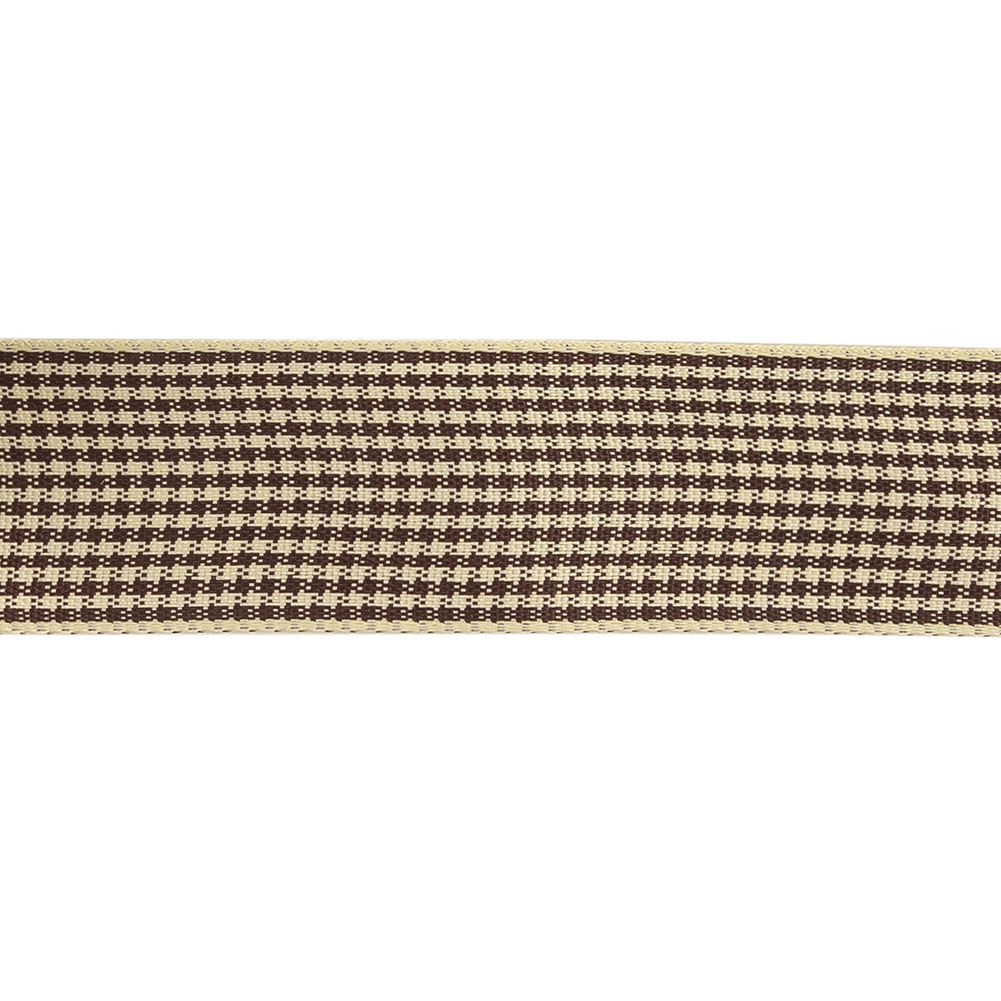 Brown and Cream Houndstooth Check Woven Ribbon - 1"