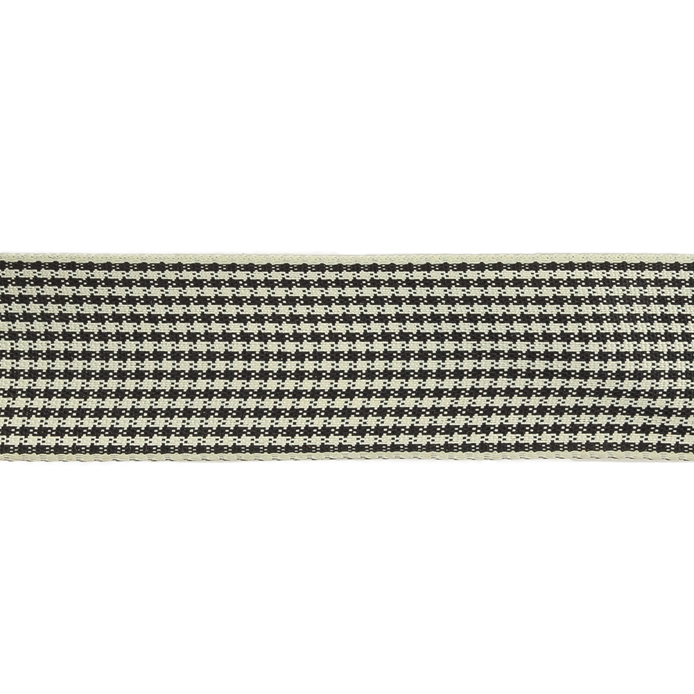 Black and Cream Houndstooth Check Woven Ribbon - 1"