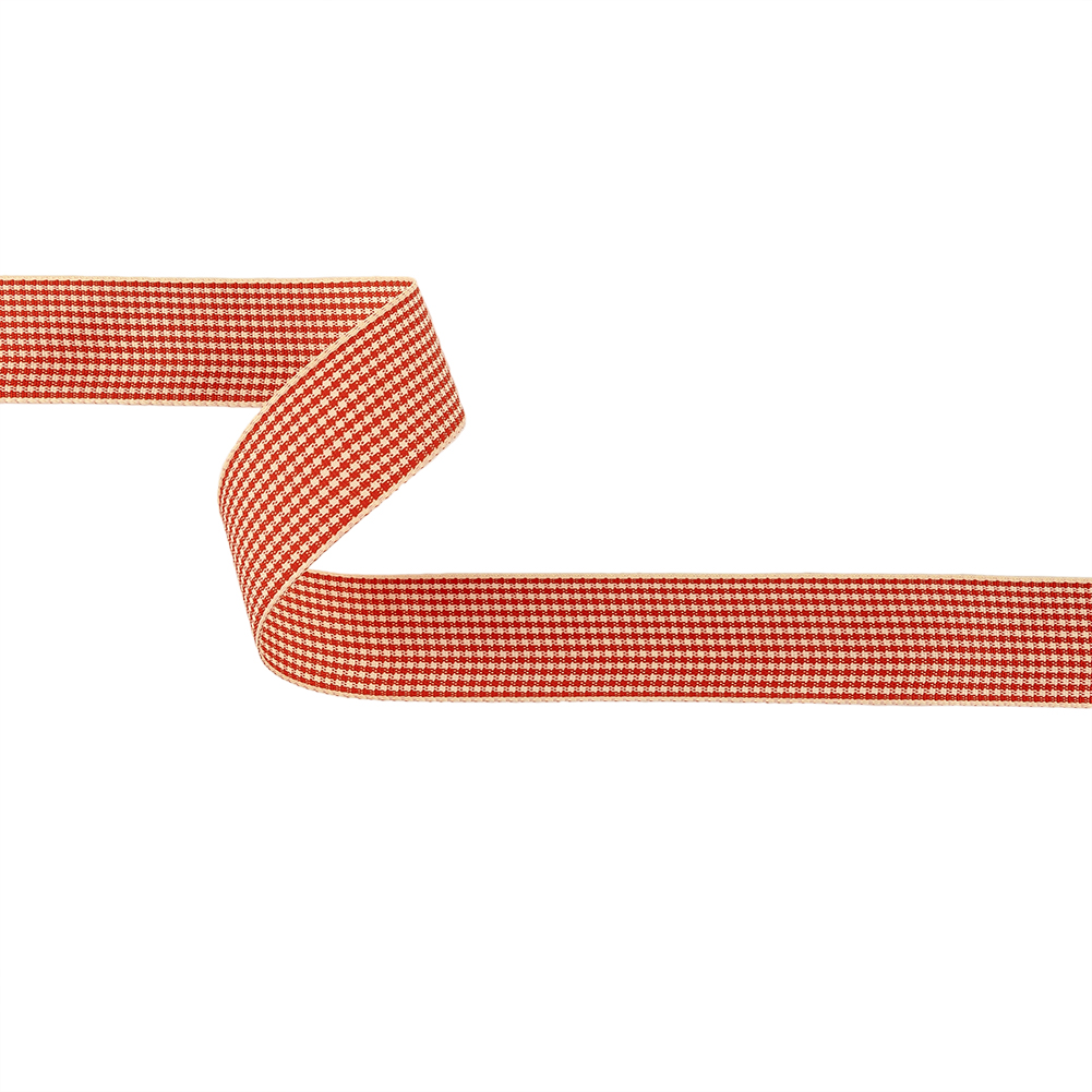 Red and Cream Houndstooth Check Woven Ribbon – 1″ Red and Cream Houndstooth Check Woven Ribbon – 1″