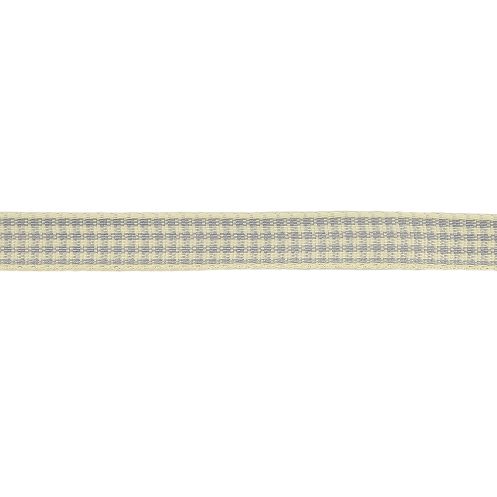 Cool Gray and Cannoli Cream Houndstooth Check Woven Ribbon - 0.375"