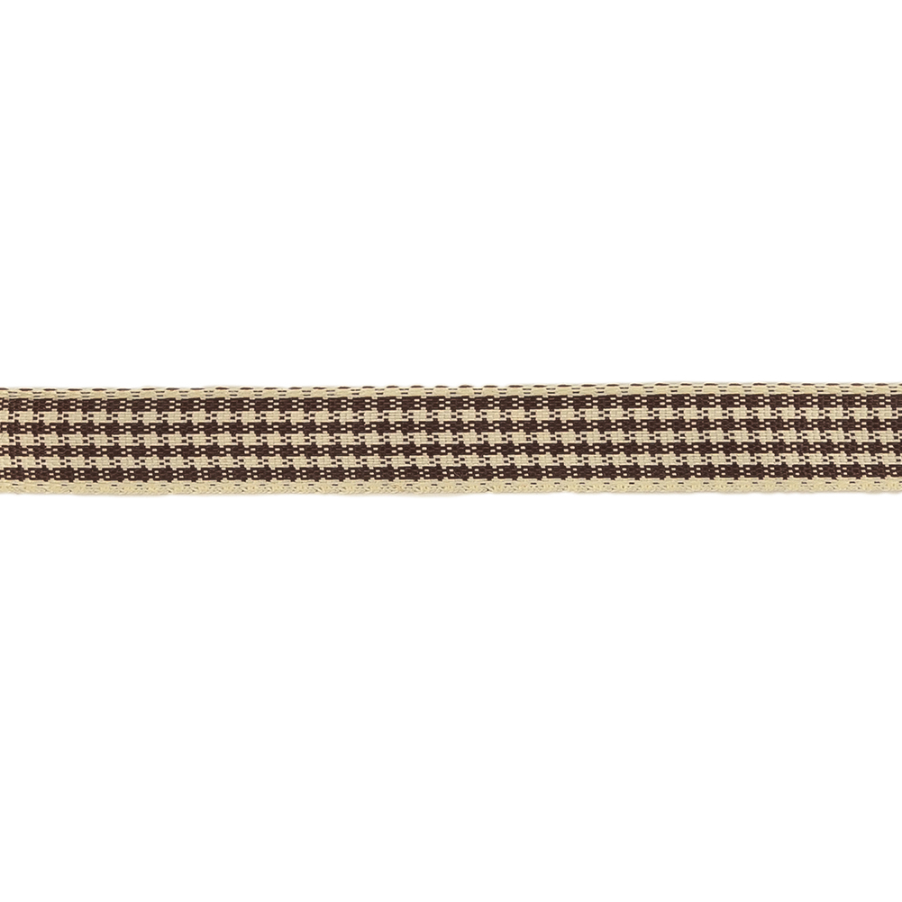 Brown and Cream Houndstooth Check Woven Ribbon - 0.375"