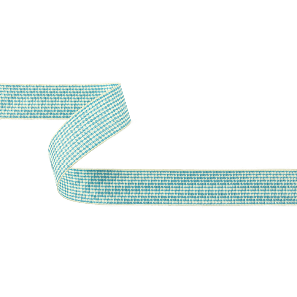 Sky Blue and Glass Green Houndstooth Check Woven Ribbon – 1″ Sky Blue and Glass Green Houndstooth Check Woven Ribbon – 1″