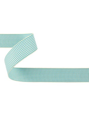 Sky Blue and Glass Green Houndstooth Check Woven Ribbon – 1″ Sky Blue and Glass Green Houndstooth Check Woven Ribbon – 1″