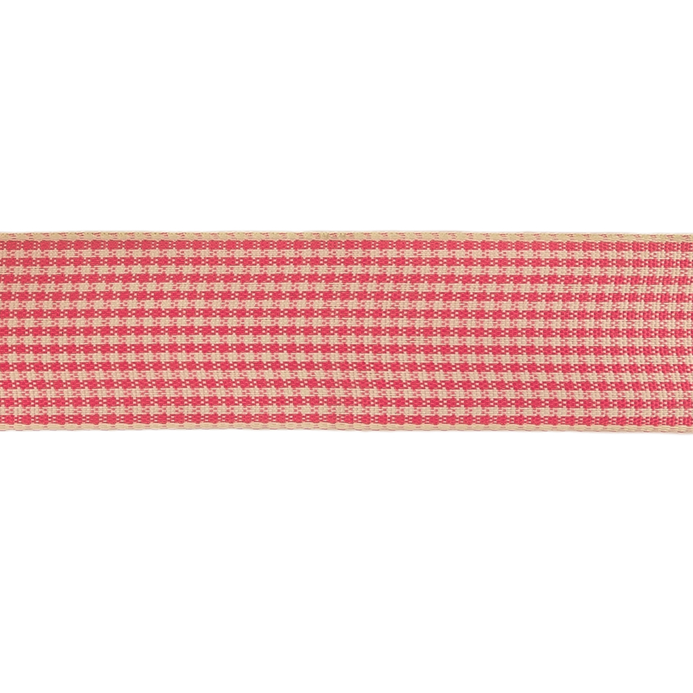 Hot Pink and Dew Houndstooth Check Woven Ribbon - 1"