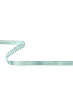 Sky Blue and Glass Green Houndstooth Check Woven Ribbon – 0.375″ Sky Blue and Glass Green Houndstooth Check Woven Ribbon – 0.375″