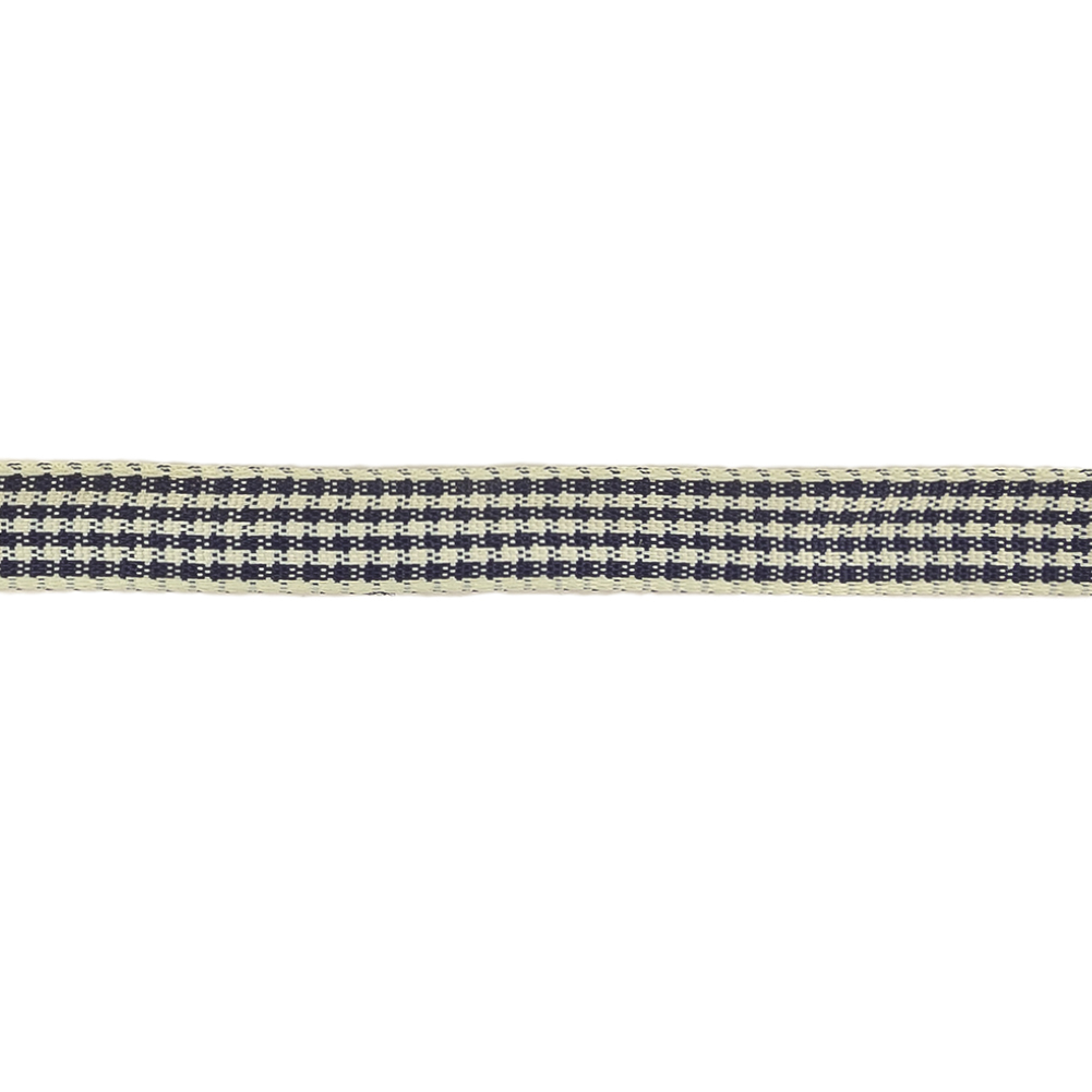 Deep Cobalt and Marshmallow Houndstooth Check Woven Ribbon - 0.375"