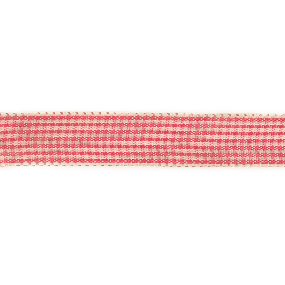 Hot Pink and Dew Houndstooth Check Woven Ribbon - 0.625"