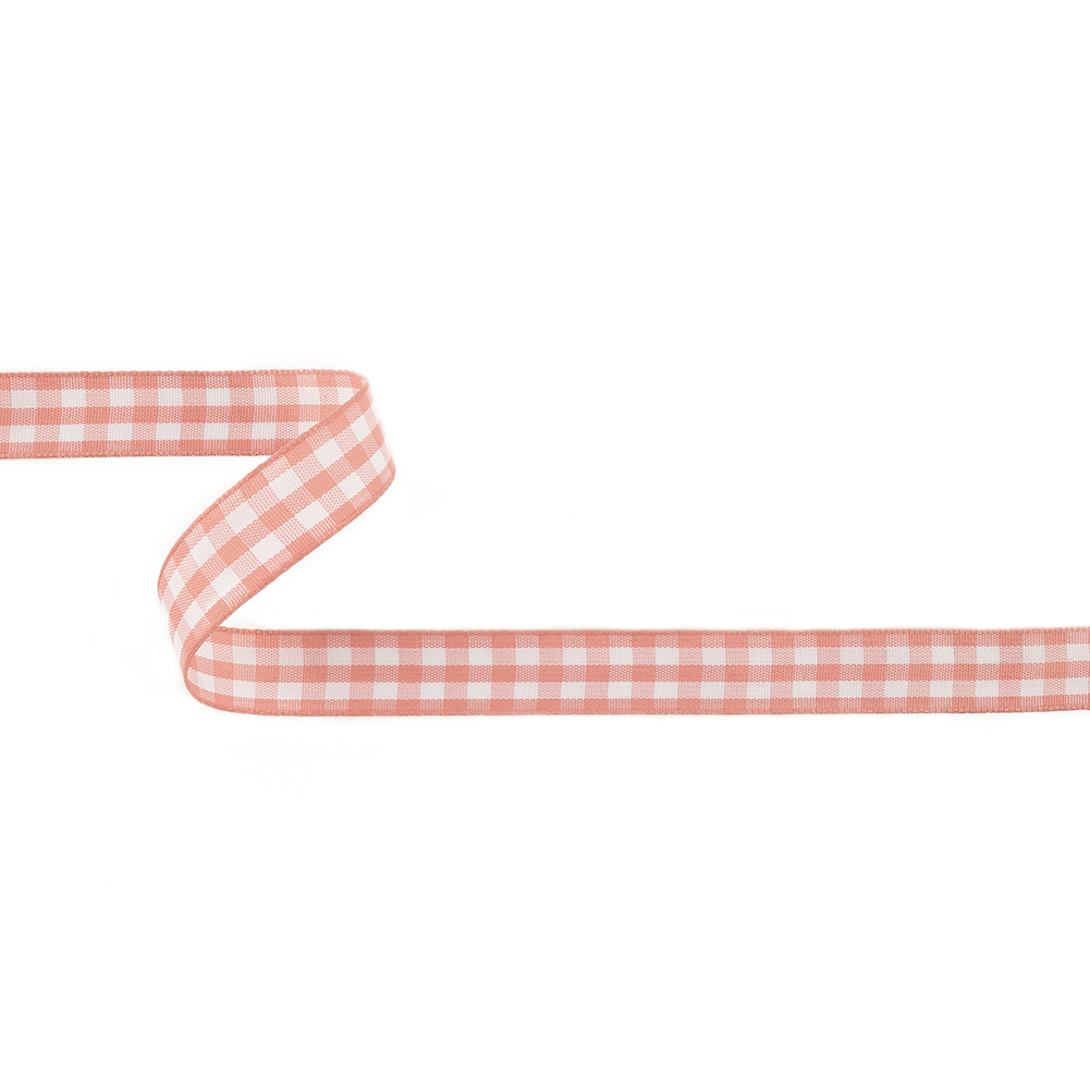 Rose and Bright White Gingham Woven Ribbon – 0.625″ Rose and Bright White Gingham Woven Ribbon – 0.625″