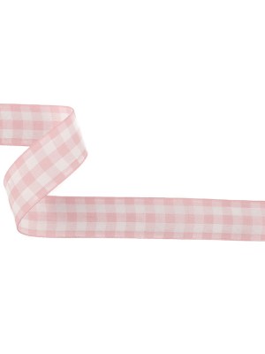 Pale Pink and Bright White Gingham Woven Ribbon – 1″ Pale Pink and Bright White Gingham Woven Ribbon – 1″