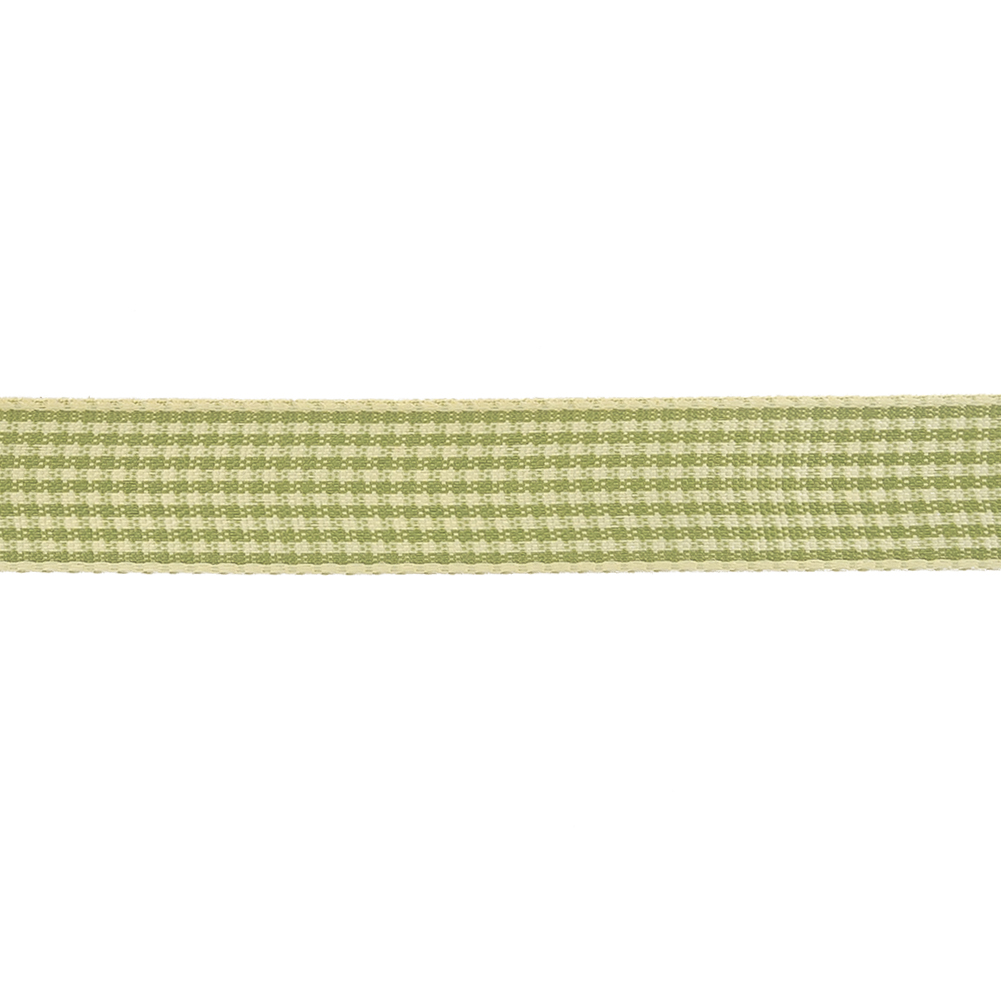 Lime and Cream Houndstooth Check Woven Ribbon - 0.625"