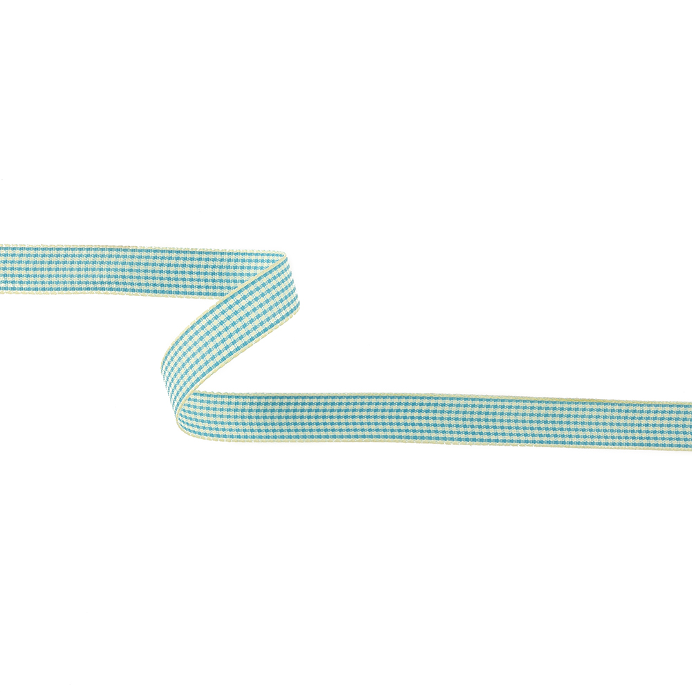 Sky Blue and Glass Green Houndstooth Check Woven Ribbon – 0.625″ Sky Blue and Glass Green Houndstooth Check Woven Ribbon – 0.625″