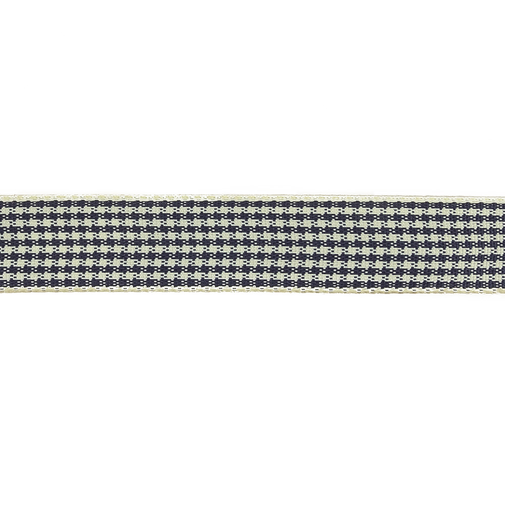 Deep Cobalt and Marshmallow Houndstooth Check Woven Ribbon - 0.625"