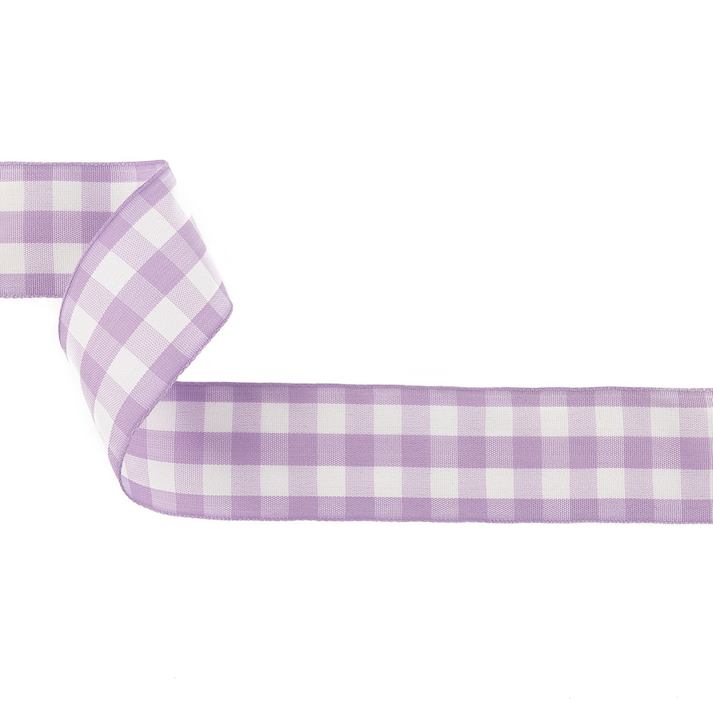 Lilac and Bright White Gingham Woven Ribbon – 1.5″ Lilac and Bright White Gingham Woven Ribbon – 1.5″