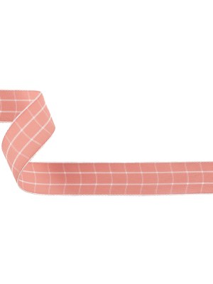 Pink Icing and White Windowpane Check Woven Ribbon – 1″ Pink Icing and White Windowpane Check Woven Ribbon – 1″