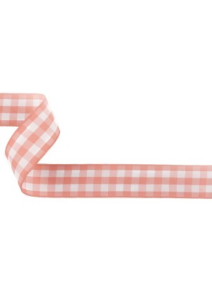 Rose and Bright White Gingham Woven Ribbon – 1″ Rose and Bright White Gingham Woven Ribbon – 1″