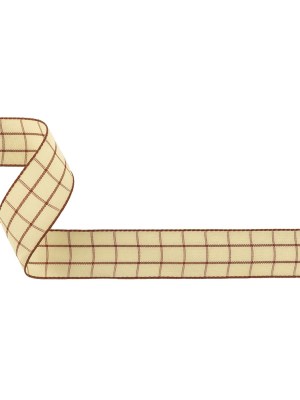 Brown and Ethereal Green Windowpane Check Woven Ribbon – 1″ Brown and Ethereal Green Windowpane Check Woven Ribbon – 1″