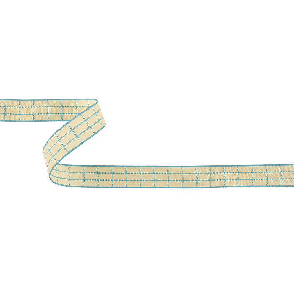 Baltic Sea and Ethereal Green Windowpane Check Woven Ribbon – 0.625″ Baltic Sea and Ethereal Green Windowpane Check Woven Ribbon – 0.625″