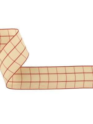 Pointsettia and Ethereal Green Windowpane Check Woven Ribbon – 1.5″ Pointsettia and Ethereal Green Windowpane Check Woven Ribbon – 1.5″