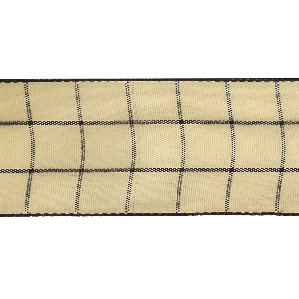 Black and Ethereal Green Windowpane Check Woven Ribbon - 1.5"
