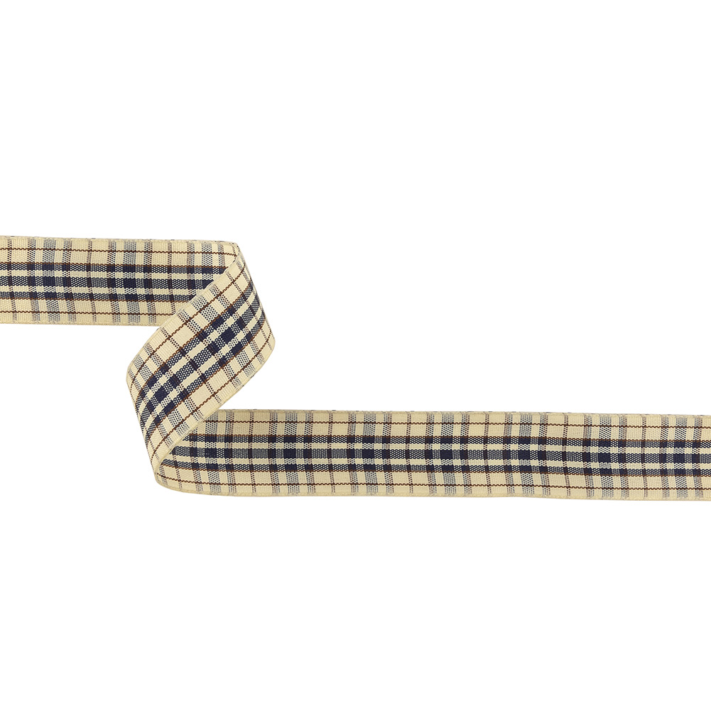 Astral Aura, Brown and Vanilla Ice Plaid Woven Ribbon – 1″ Astral Aura, Brown and Vanilla Ice Plaid Woven Ribbon – 1″