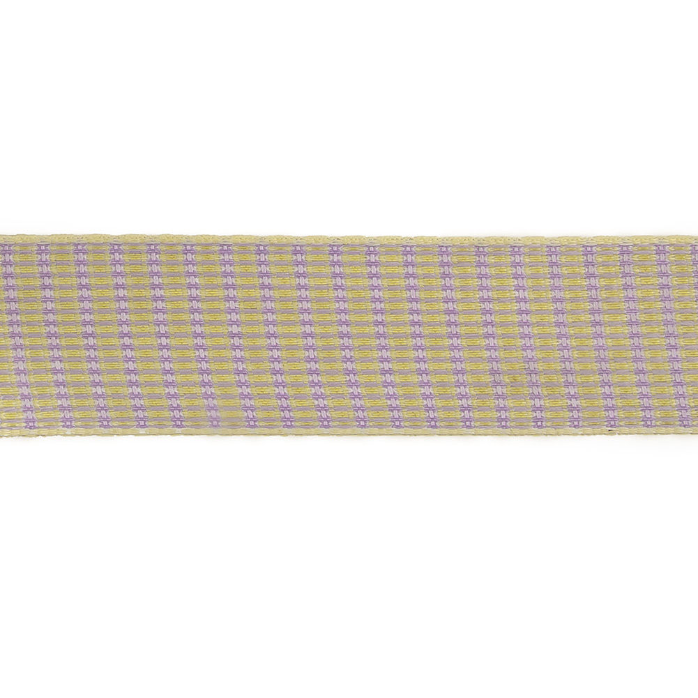 Lavender, Lemon and Tofu Rectangles Jacquard Ribbon - 1"