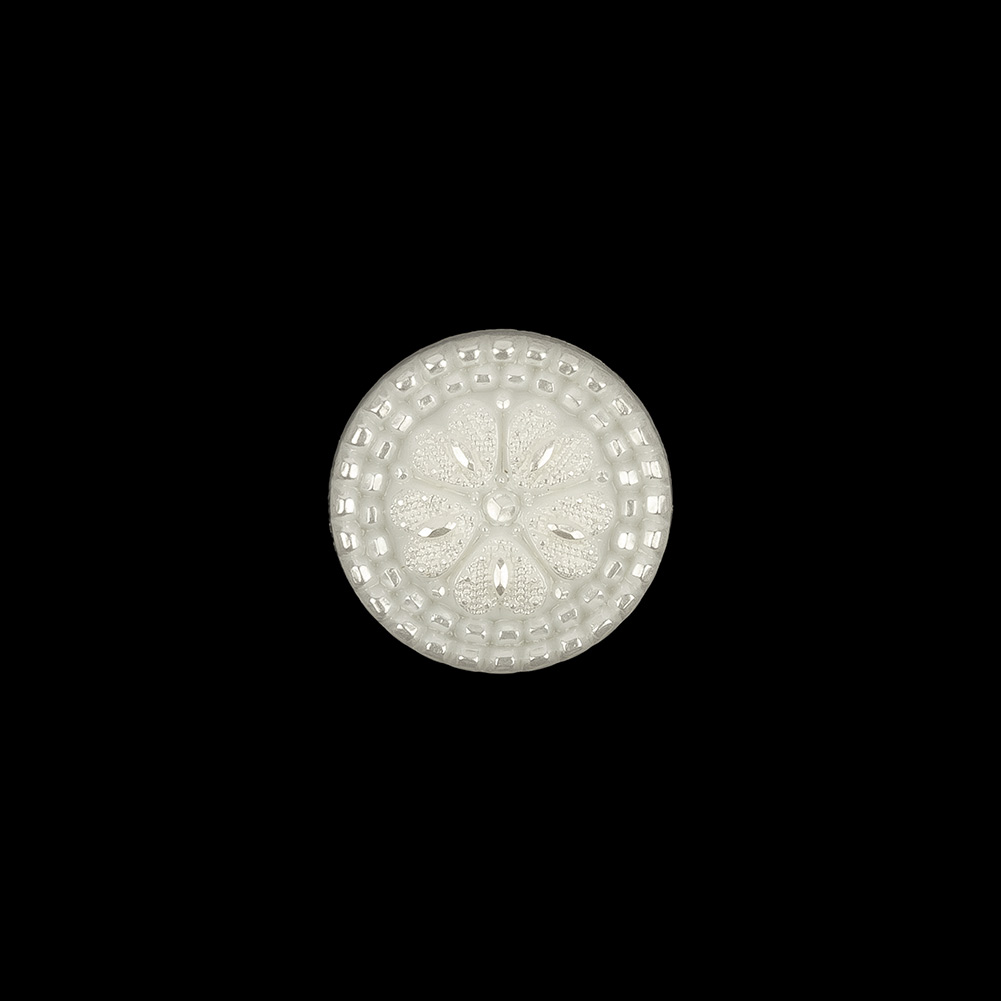 Italian White and Silver Tint Floral Textured Shank Back Button – 20L/12.5mm Italian White and Silver Tint Floral Textured Shank Back Button – 20L/12.5mm