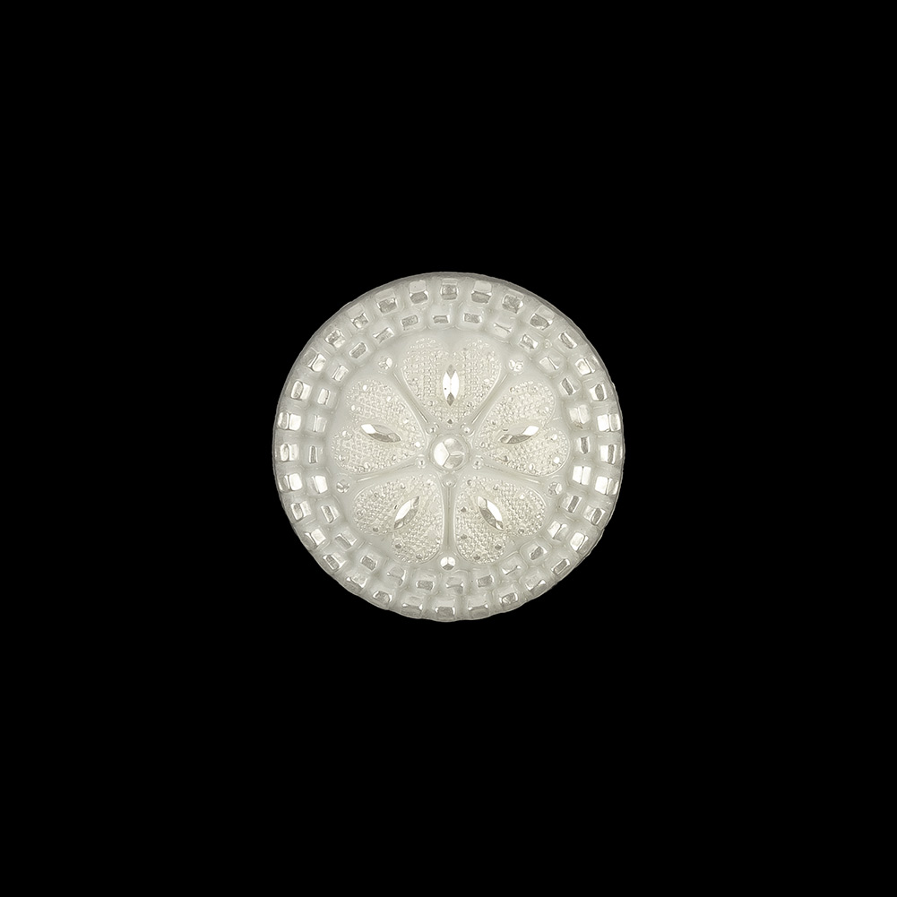 Italian White and Silver Tint Textured Shank Back Button – 24L/15mm Italian White and Silver Tint Textured Shank Back Button – 24L/15mm